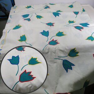 Modern Tulips with colorful outline on white FARBRIC cotton poly 3+ yards